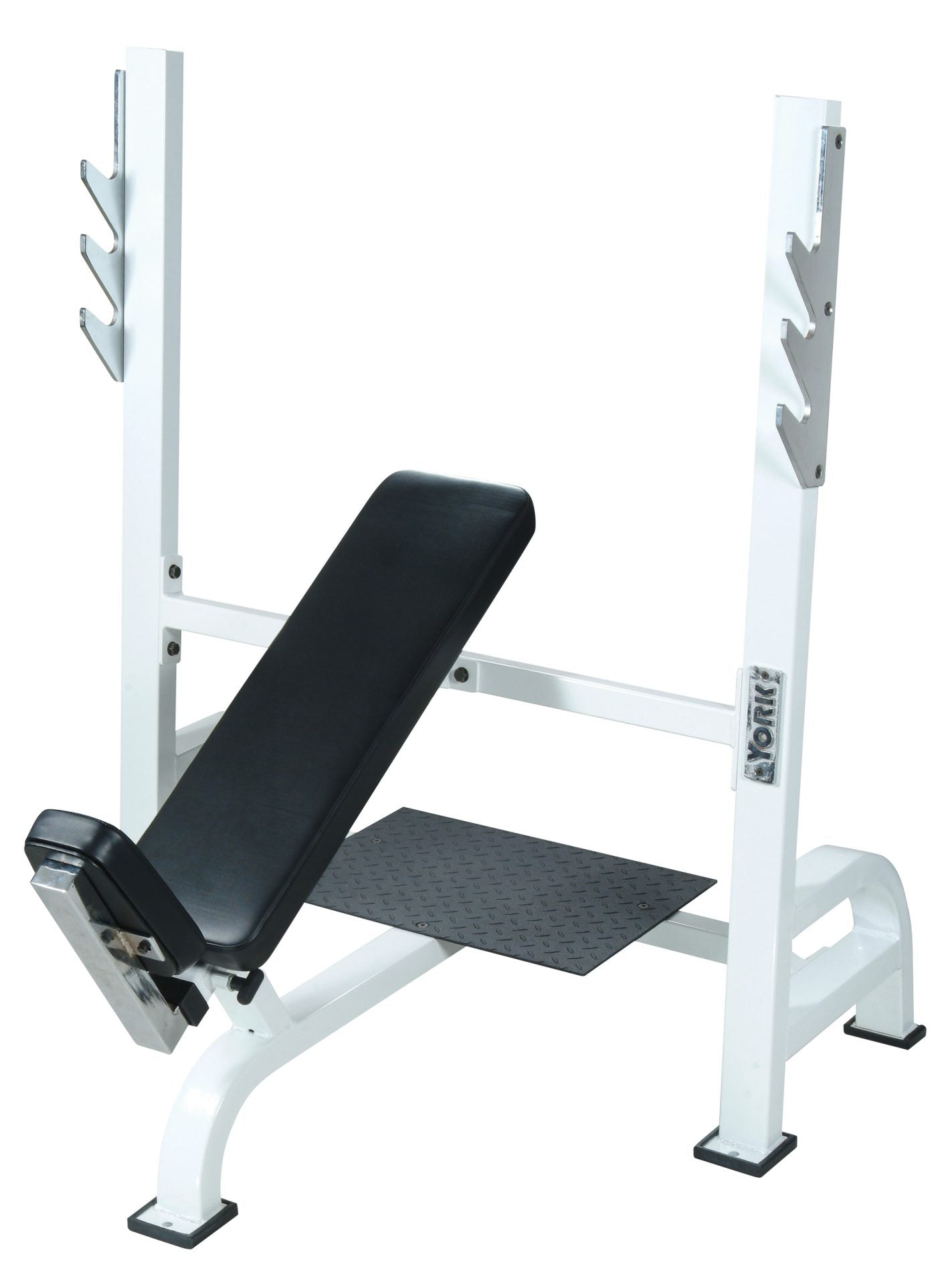 STS Olympic Incline Bench Press with Gun Racks - White
