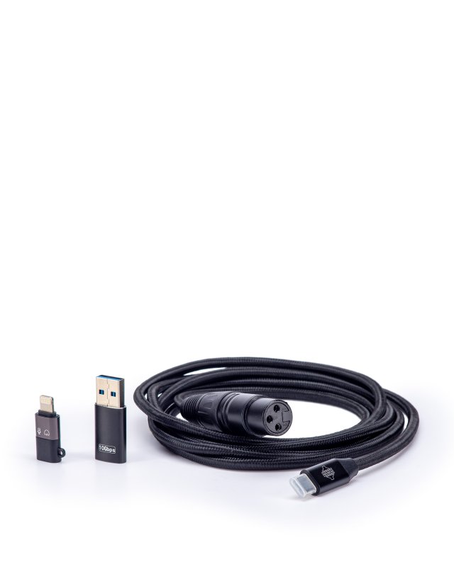 Sontronics XLR To USB-C Type Cable With Smartphone And USB-A Type Connectors, Black