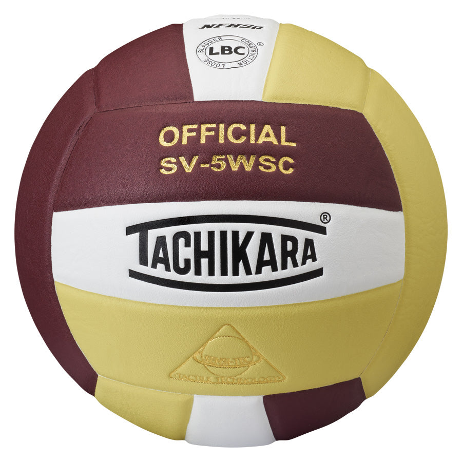 Competition Volleyball - Sensi-Tec Microfiber Composite - Cardinal/White/Vintage Gold