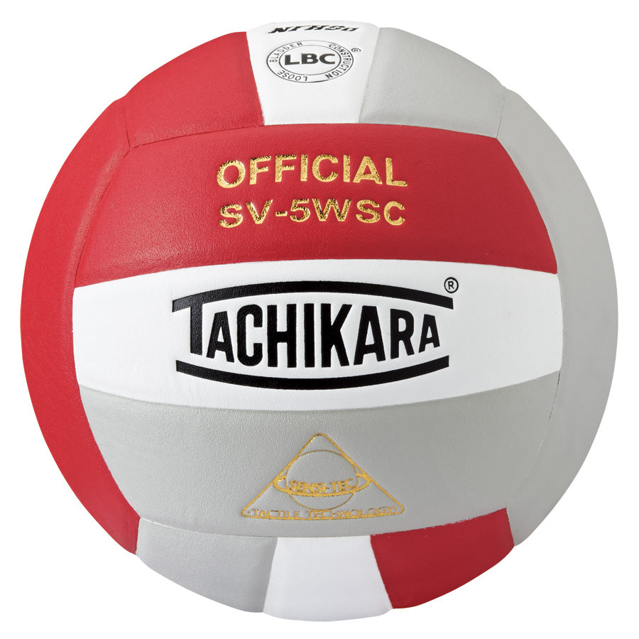 Competition Volleyball - Sensi-Tec Microfiber Composite - Scarlet/White/Silver Gray