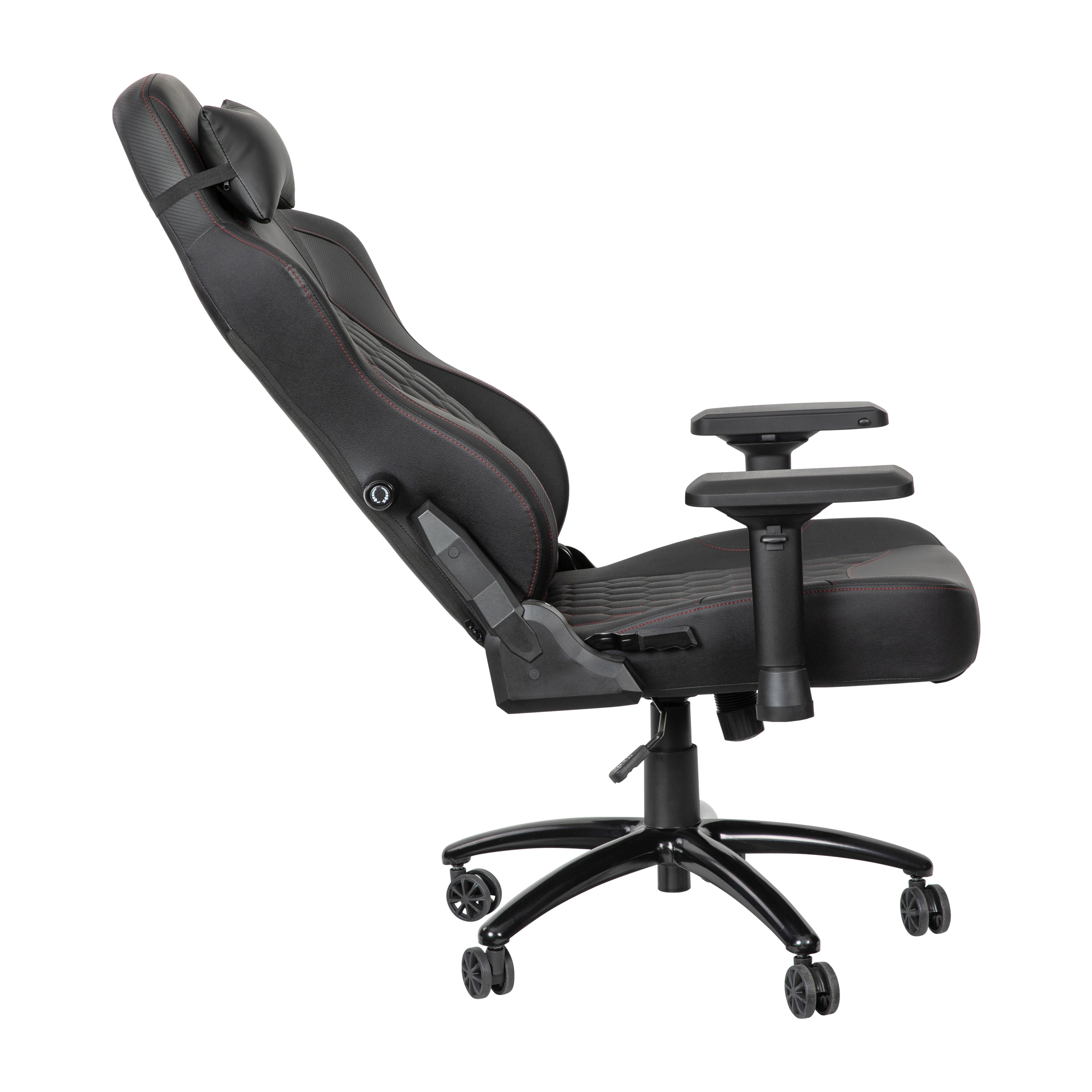 Falco Ergonomic High Back Adjustable Gaming Chair with 4D Armrests, Headrest Pillow, and Adjustable Lumbar Support, Black with Red Stitching