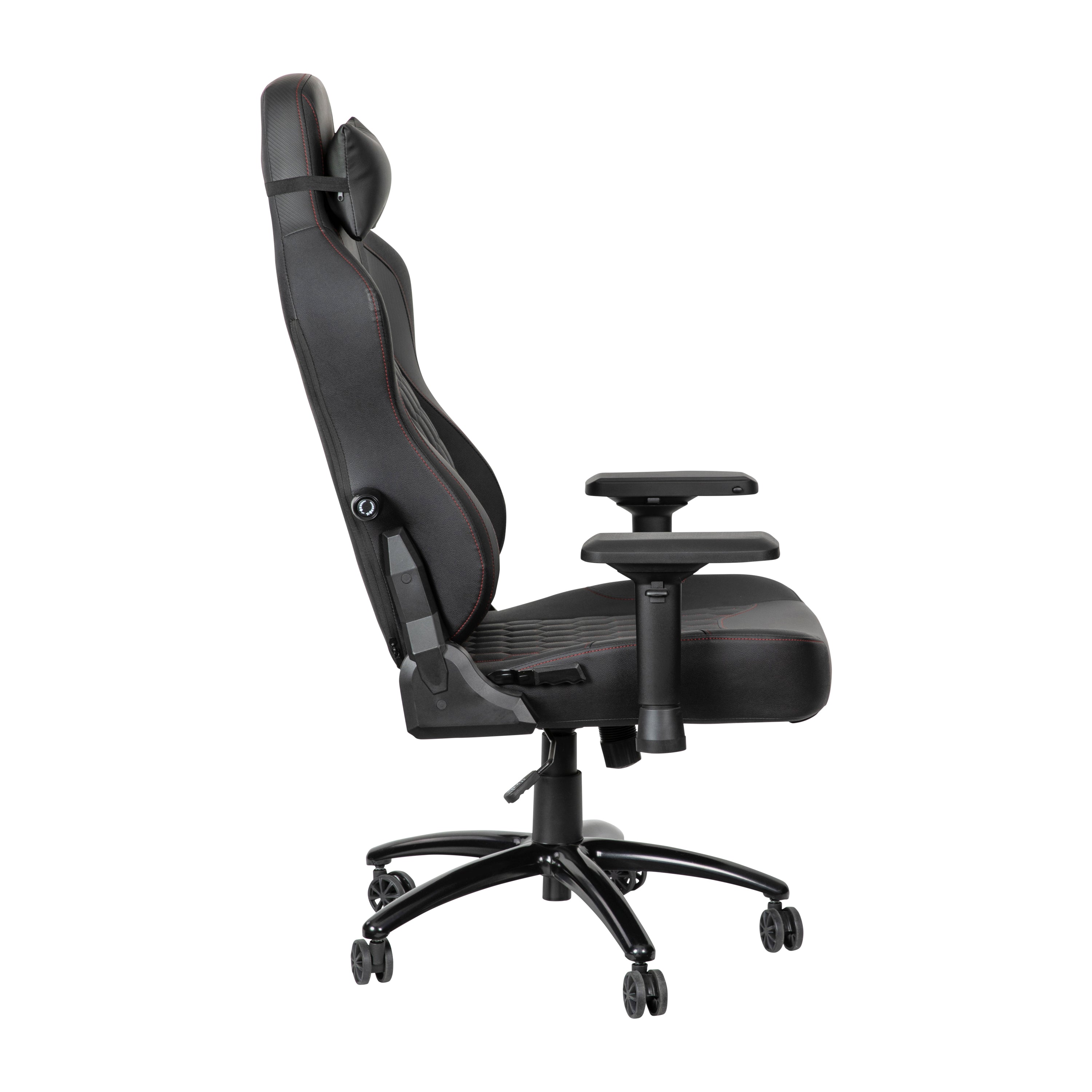 Falco Ergonomic High Back Adjustable Gaming Chair with 4D Armrests, Headrest Pillow, and Adjustable Lumbar Support, Black with Red Stitching