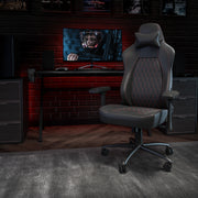 Falco Ergonomic High Back Adjustable Gaming Chair with 4D Armrests, Headrest Pillow, and Adjustable Lumbar Support, Black with Red Stitching