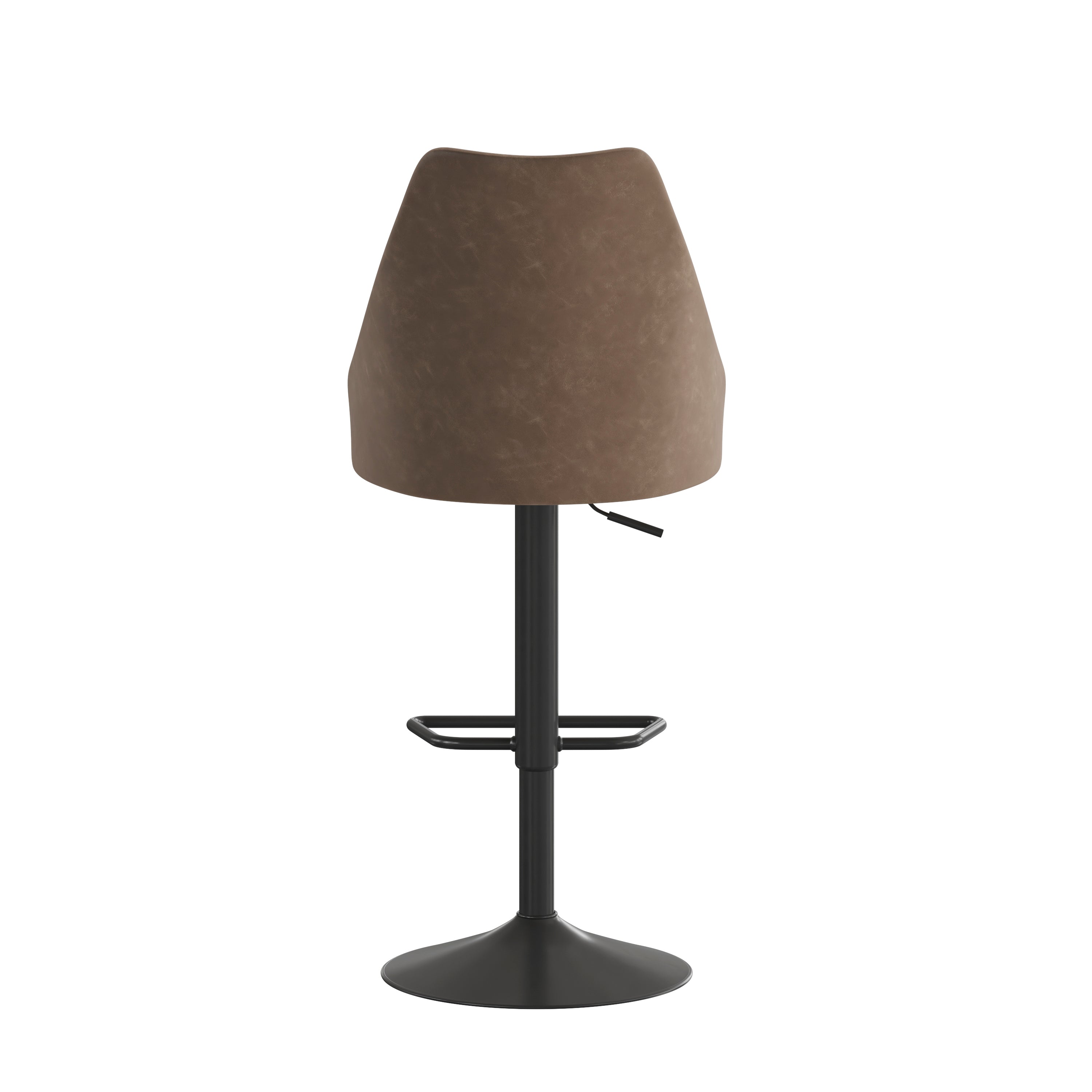 Chrishelle Set of 2 Commercial Adjustable Height Barstools with LeatherSoft Upholstered Tufted Seats and Pedestal Base with Footring, Brown