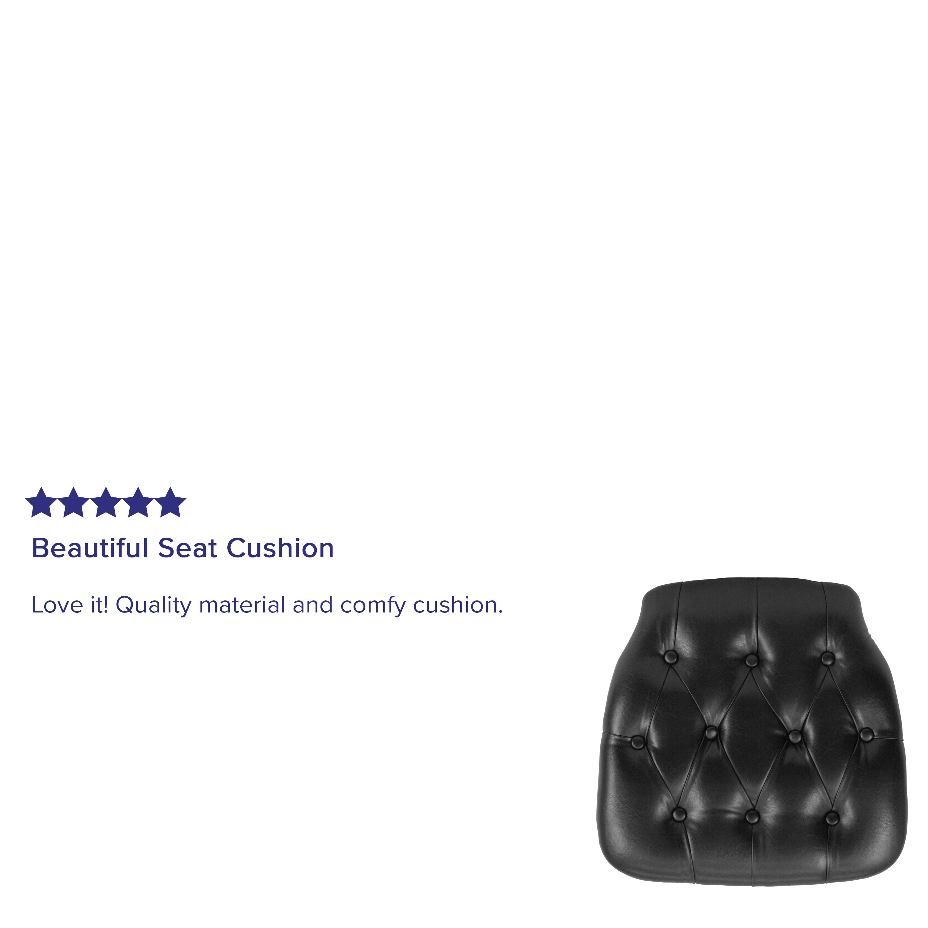 Louise Hard Black Tufted Vinyl Chiavari Chair Cushion
