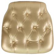 Louise Hard Gold Tufted Vinyl Chiavari Chair Cushion
