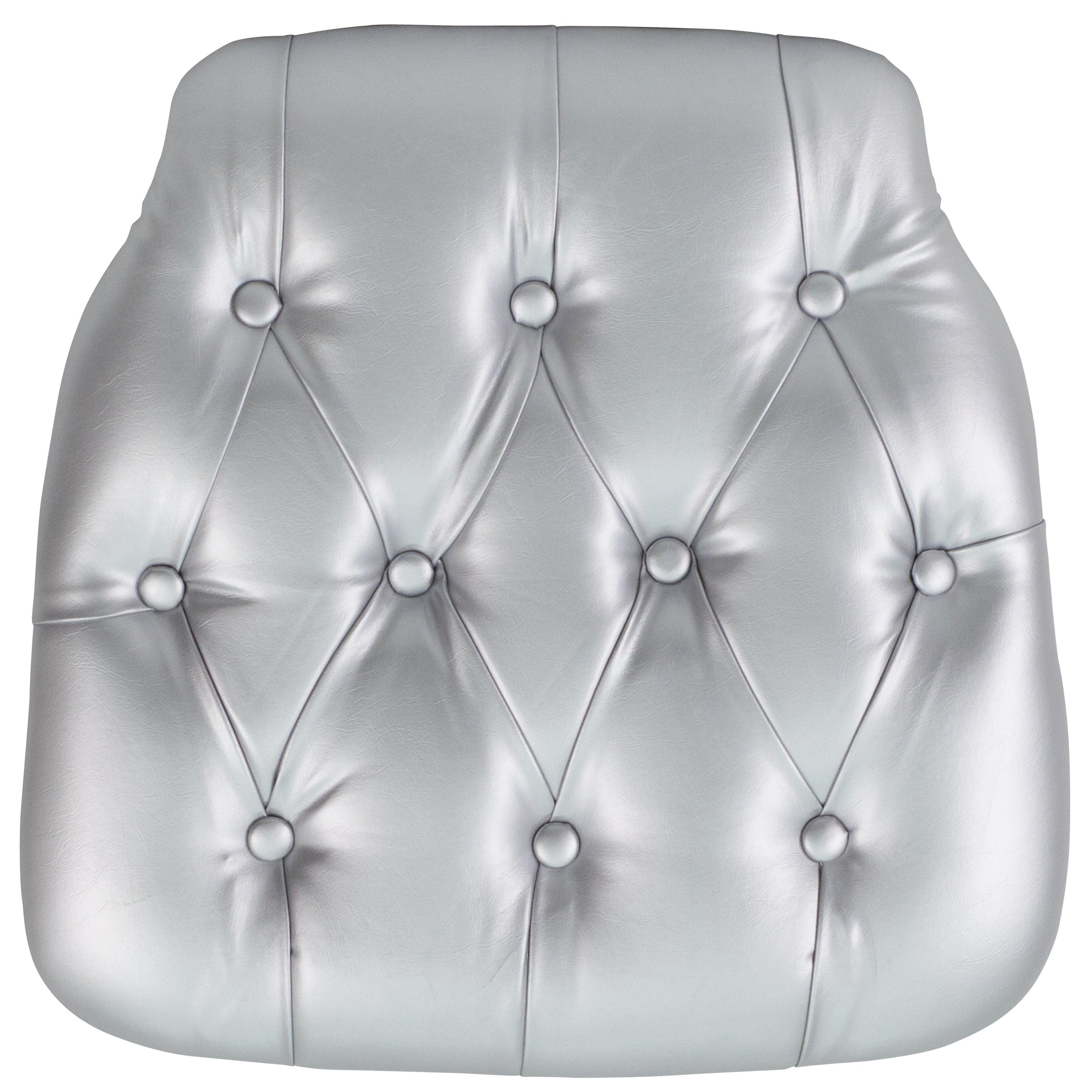 Louise Hard Silver Tufted Vinyl Chiavari Chair Cushion