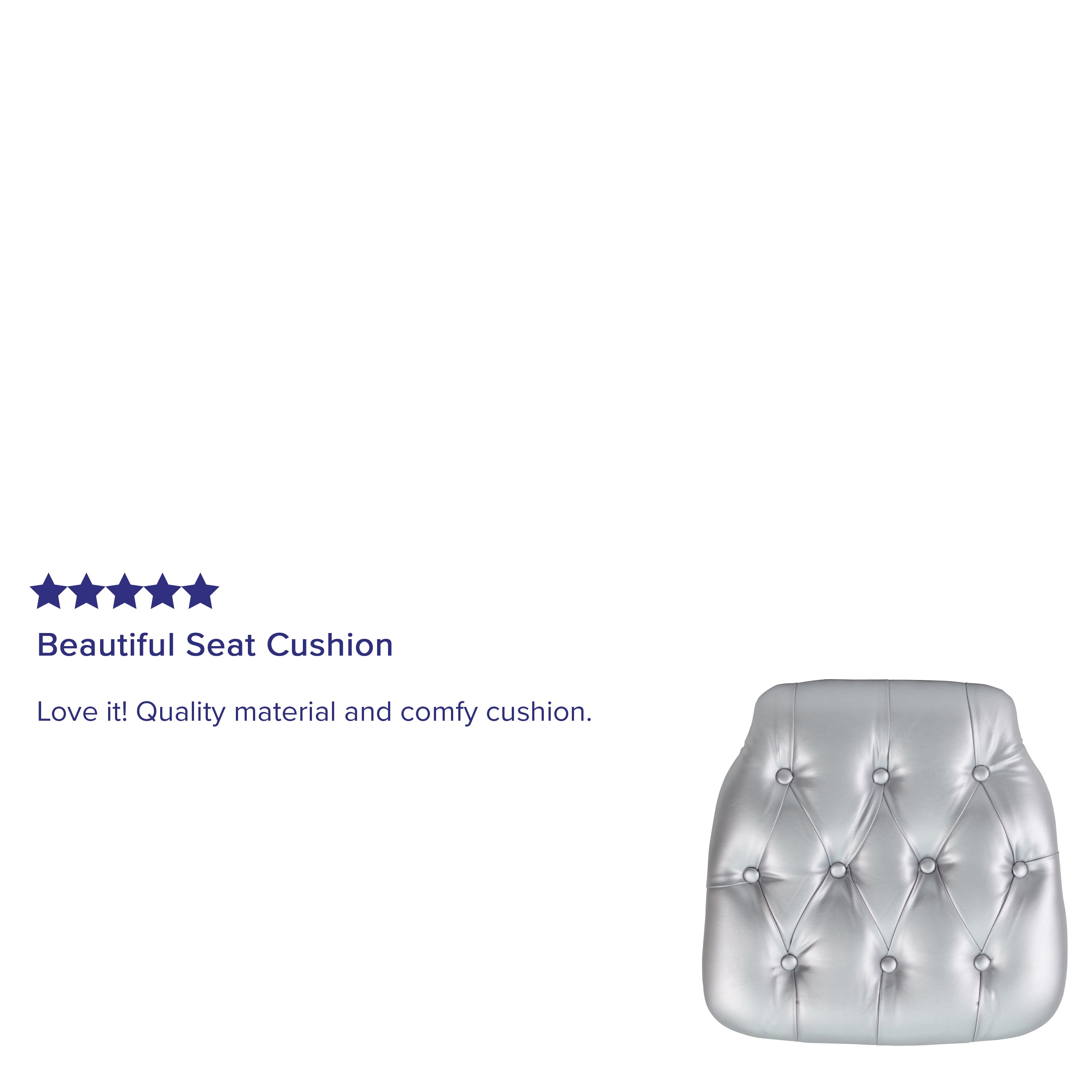 Louise Hard Silver Tufted Vinyl Chiavari Chair Cushion