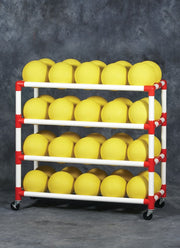 Ball Wall 4 Shelf, 45”L x 19”W x 42”H – Four shelves, holds 40 balls