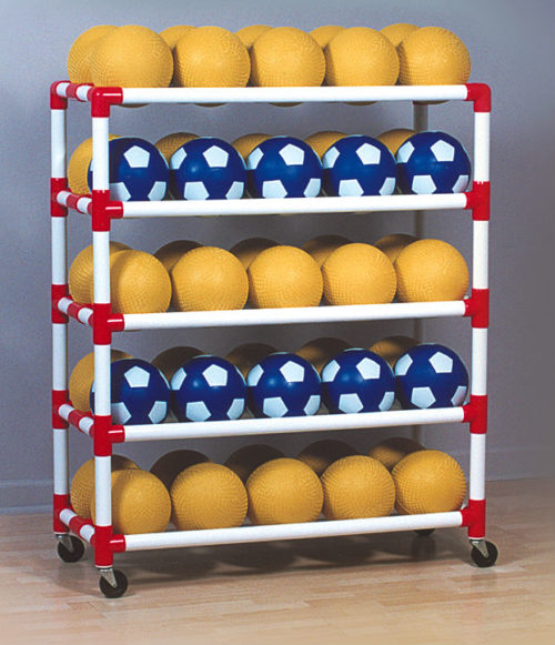Ball Wall 5 Shelf, 45”L x 19”W x 52”H – Five shelves, holds 50 balls