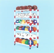 Ball Wall 6 Shelf, 45”L x 19”W x 62”H – Six shelves, holds 60 balls