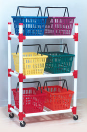 Durable Multi-Purpose Basket Cart, 33”L x 19”W x 52”H