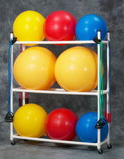 Big Ball Caddy, 63”L x 18”W x 74”H
