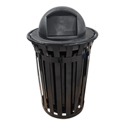 36 Gallon Slatted Wide Top Commercial Trash Receptacle With Dome Lid & Liner
