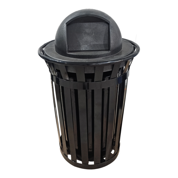 36 Gallon Slatted Wide Top Commercial Trash Receptacle With Dome Lid & Liner