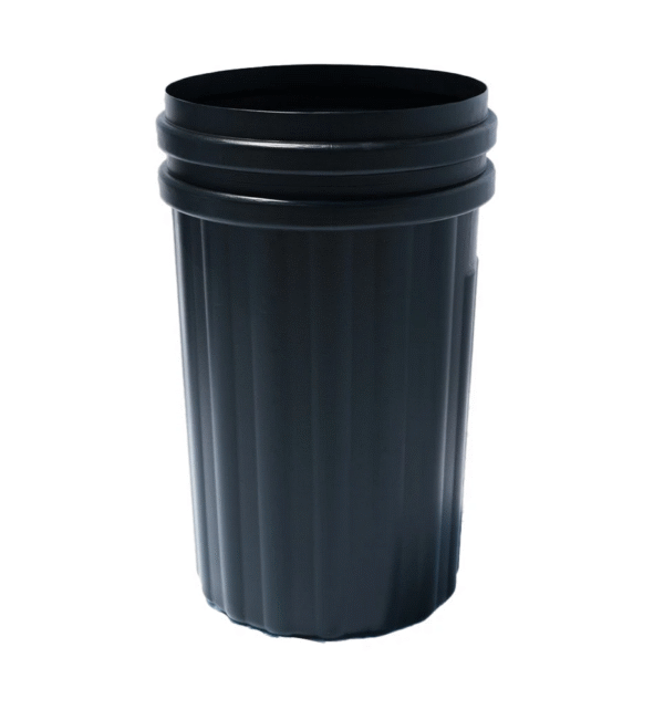 Outdoor Punched Steel Trash Can With Flat Lid, 32 Gallon Liner & Base