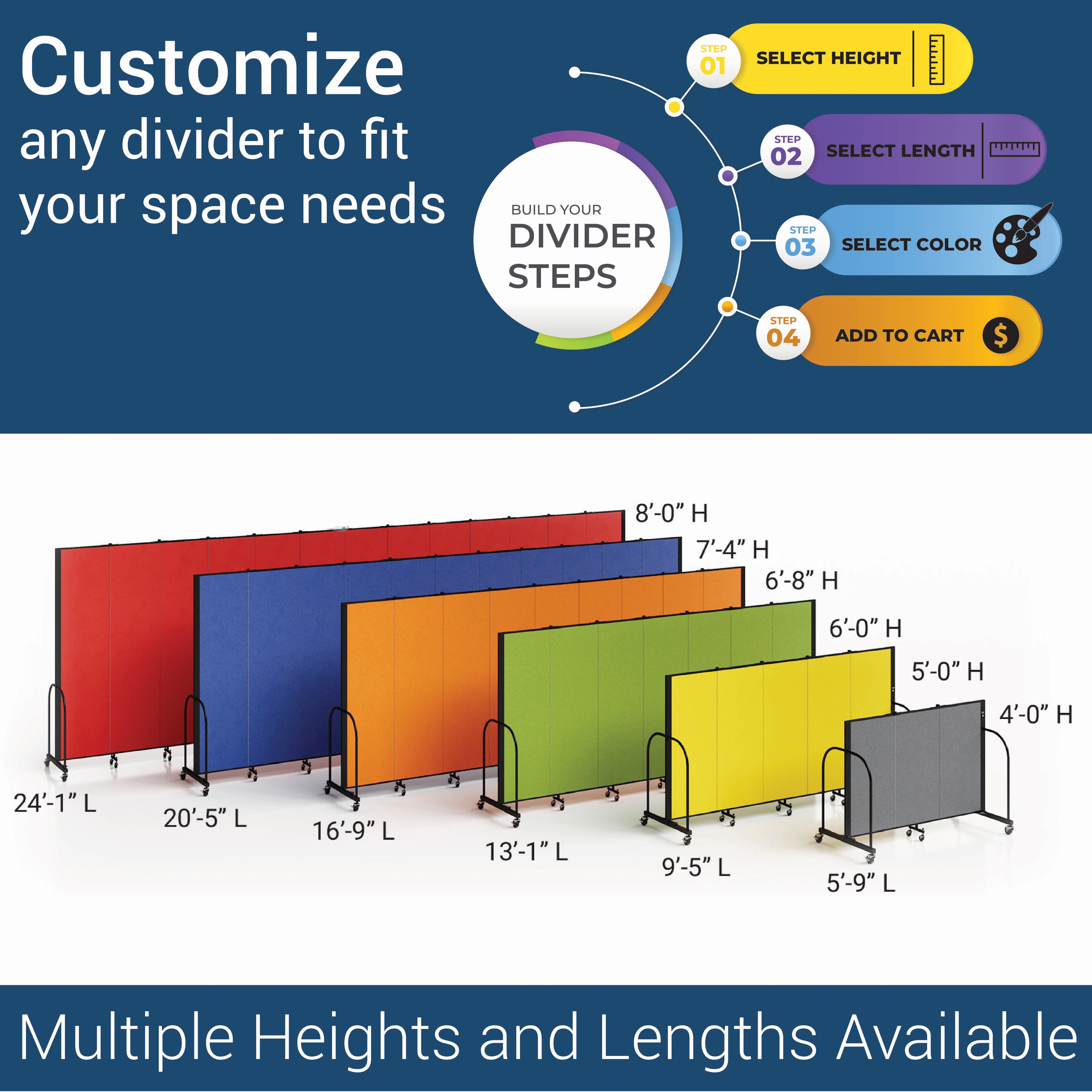 Signature Room Divider - 6' 8"H x 9' 5"L - 5 Panel