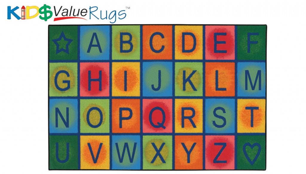Simple Alphabet Blocks Rug - 3ft x 4ft 6in - Rectangle - Blue