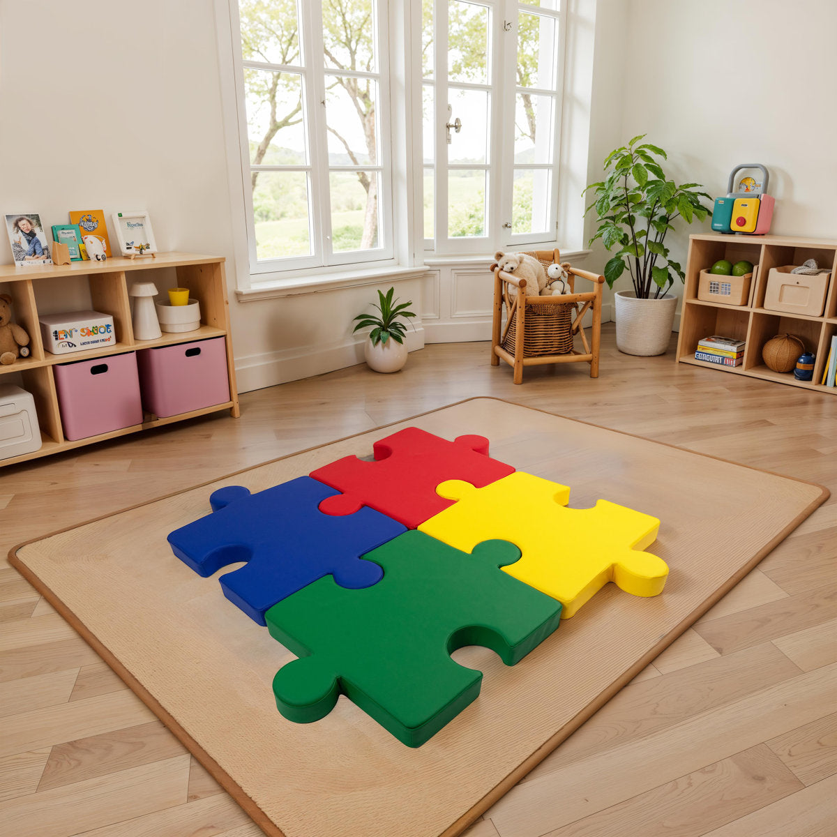SoftScape Interlocking Puzzle Cushions, 4-Piece - Assorted