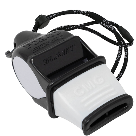 Sonik Blast CMG Safety W/ Breakaway Lanyard Whistle - BLACK / WHITE