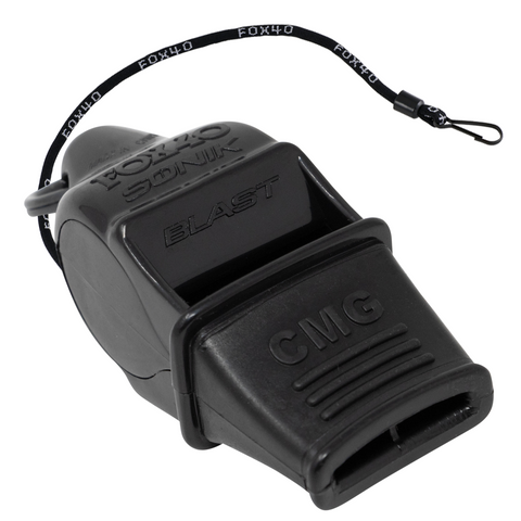 Sonik Blast CMG Official W/ 9" Clipper Lanyard Whistle - BLACK