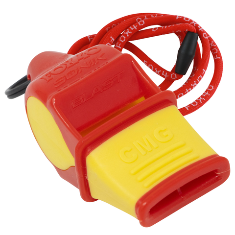 Sonik Blast CMG Safety W/ Breakaway Lanyard Whistle - RED / YELLOW
