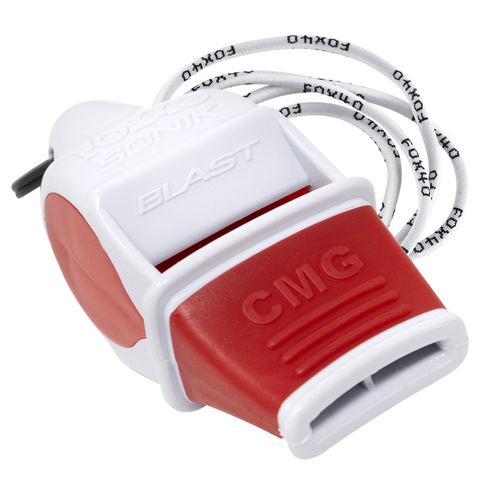Sonik Blast CMG Safety W/ Breakaway Lanyard Whistle - WHITE / RED