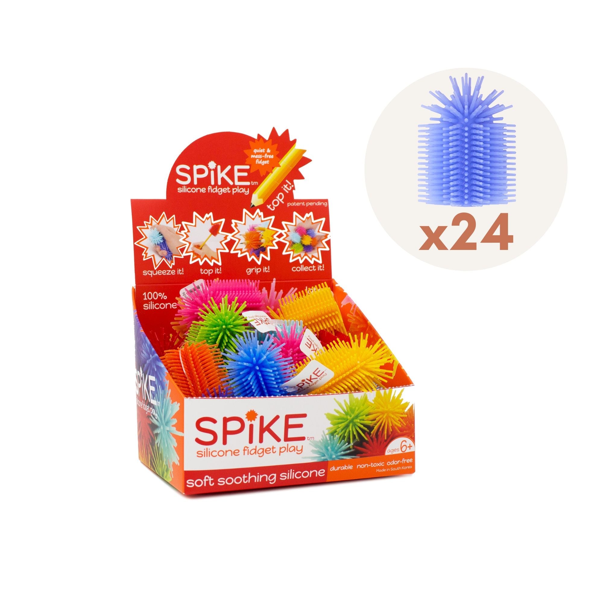 SPIKE Silicone Fidget Play Pencil Topper Counter Display Case (24 qty SPK-TOP)