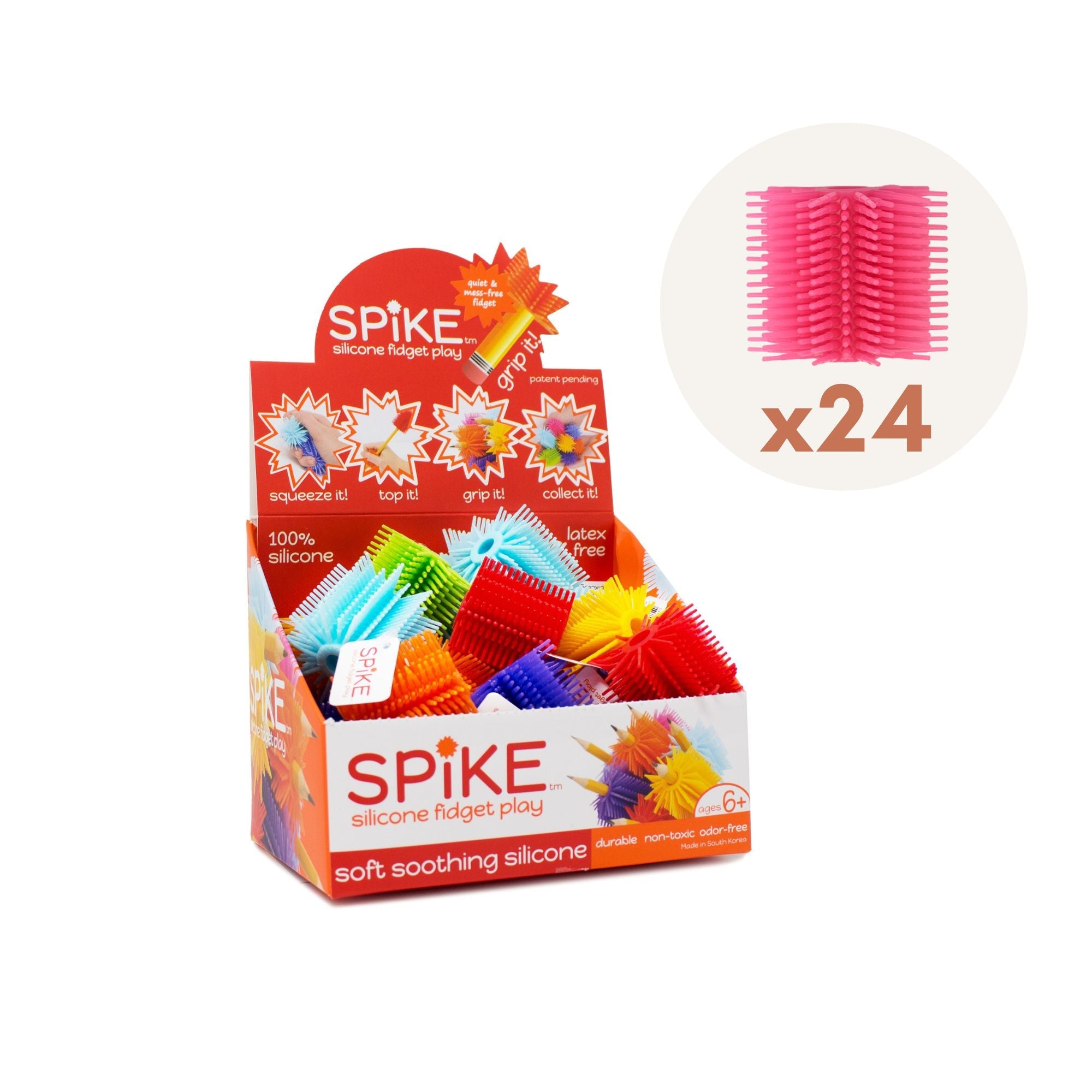 SPIKE Silicone Fidget Play Pencil Gripper Counter Display Case (24 qty SPK-GRP)