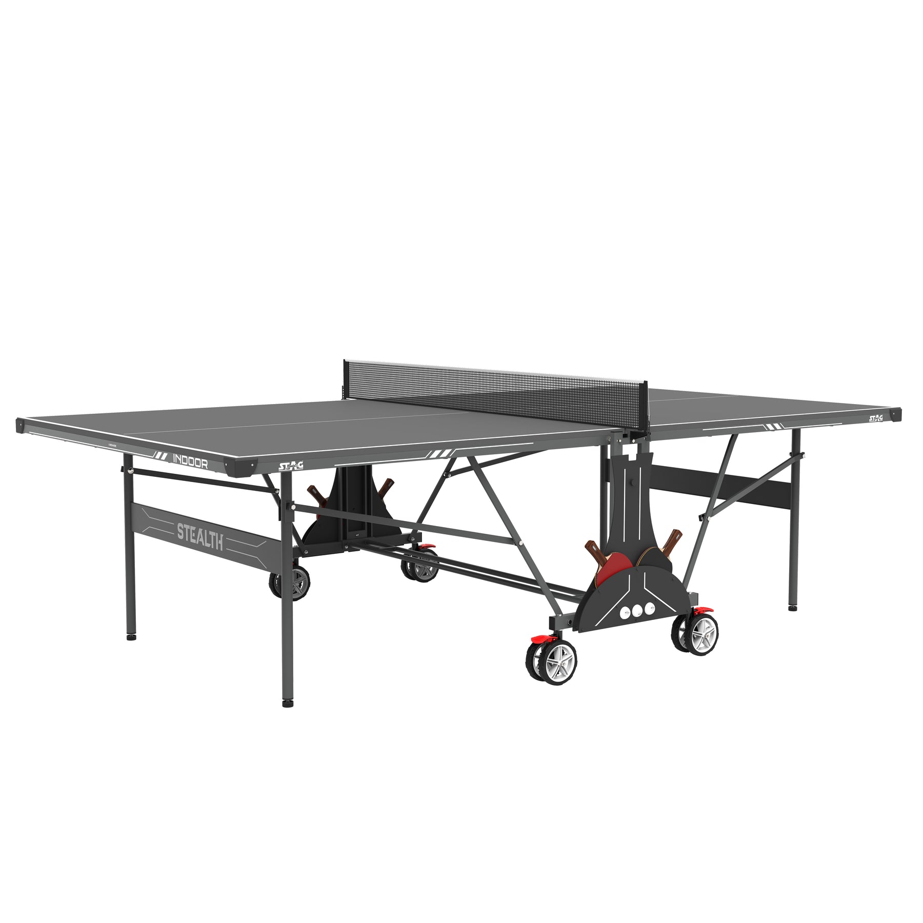 Stag® Stealth Indoor Table Tennis Table, 2-Player Bundle