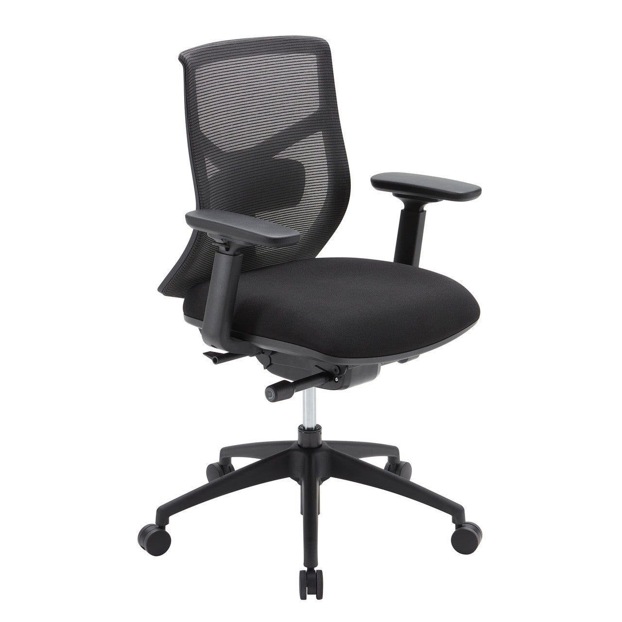 OfficeSource Starlight Mid Back Luxe Task Chair with Black Frame and Seat Slider - Black Fabric