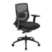 OfficeSource Starlight Mid Back Luxe Task Chair with Black Frame and Seat Slider - Black Fabric
