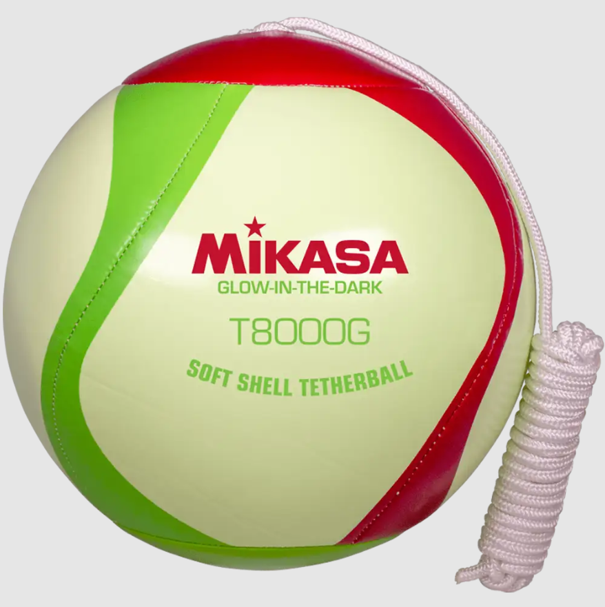 P. E. Balls - Glow In The Dark Tetherball, Soft Stitched, Green/Red/Smart Glo