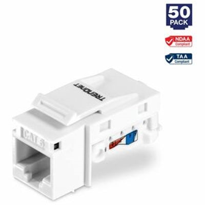 TRENDnet Cat6 RJ45 Keystone Jack  Network Keystone Jack for Cat5  Cat5e  and Cat6 Cabling  White  50-Pack