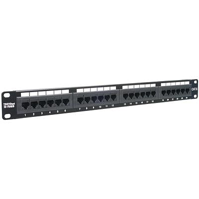 TRENDnet 24-Port Cat6 Unshielded Patch Panel, Wallmount or Rackmount, Compatible with Cat3,4,5,5e,6 Cabling, for Ethernet, Fast Ethernet, Gigabit Applications, Black, TC-P24C6 (Pack of 1)
