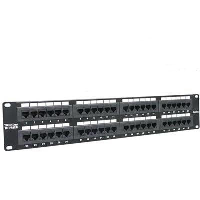 TRENDnet TC-P48C6 48 Port Cat6 Unshielded Patch Panel with Rackmount for Gigabit Applications  Black