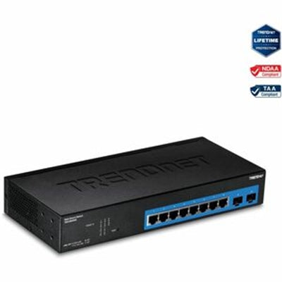 TRENDnet 8 Port Gigabit Web Smart Switch, 10/100/1000 Mbps, SFP, Rack Mountable, Fanless, TEG082WS