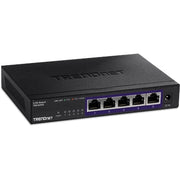 TRENDnet TEG-S350 5-Port 2.5G Unmanaged Network Switch  Fanless Metal Housing  Wall Mountable  Black