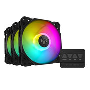 ASUS TUF Gaming TF120 ARGB Chassis Fan 3 Pack 3Pin Customizable LEDs, Advanced Fluid Dynamic Bearing, 120mm PWM Control, Anti-Vibration Pads, Double-Layer LED Array for Computer Case & Liquid Radiator