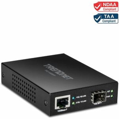 Trendnet - 10GBase-T to SFP+ Fiber Media Converter - 1 X Network (RJ-45) - Single-mode, Multi-mode - 10 Gigabit Ethernet - Unknown
