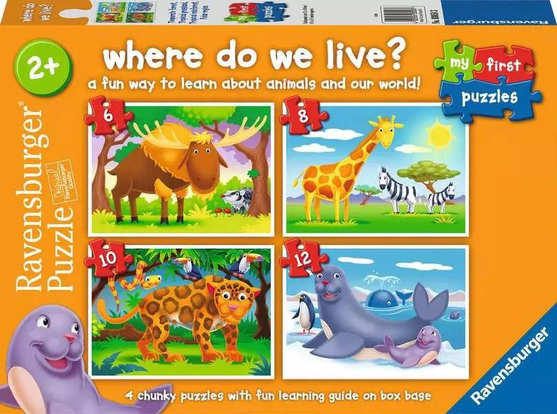 MFP: Where Do We Live? (6, 8, 10 & 12 Pieces) - 4 Jigsaw Puzzles - Children's Puzzle