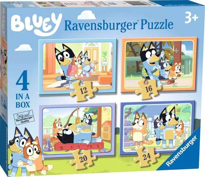Bluey (12, 16, 20, & 24 Pieces) - 4 Jigsaw Puzzles - Children's Puzzle