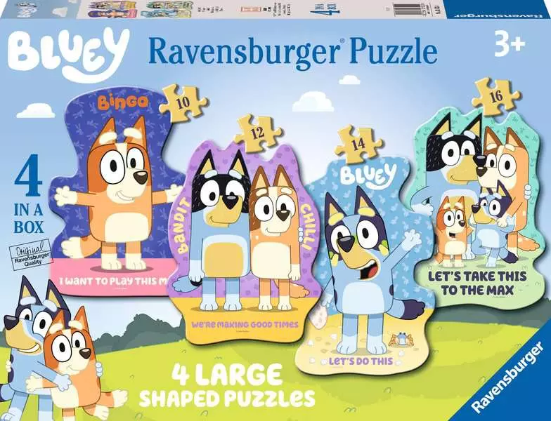 Bluey (10, 12, 14, & 16 Pieces) - 4 Large Shaped Puzzles - Children's Puzzles