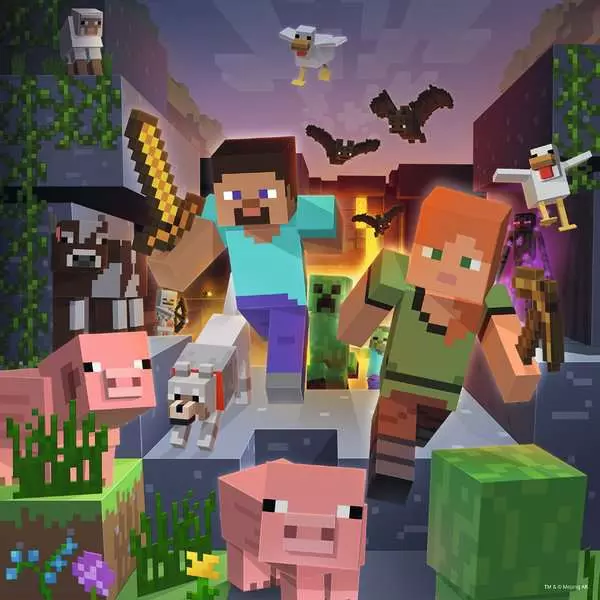 Minecraft Biomes - Children's Puzzle, 3 Puzzles x 49 Pieces