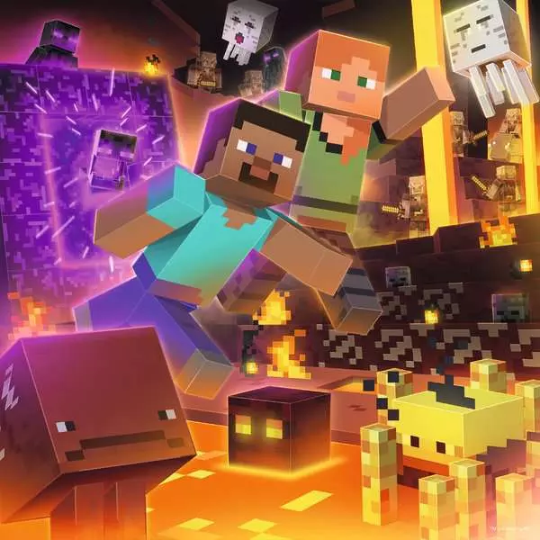 Minecraft Biomes - Children's Puzzle, 3 Puzzles x 49 Pieces