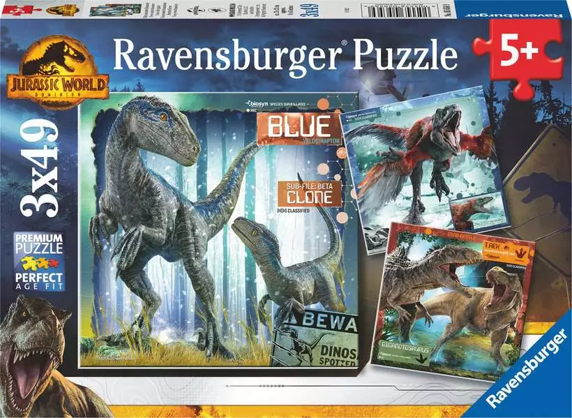 Jurassic World Dominion - Children's Puzzle, 3 Puzzles x 49 Pieces