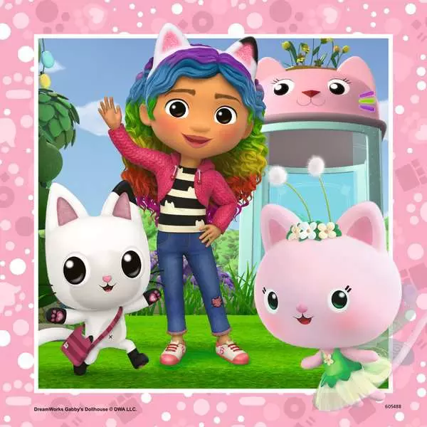 Gabby's Dollhouse: It's Meow Time! - Children's Puzzle, 3 Puzzles x 49 Pieces