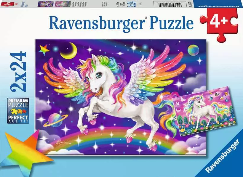 Unicorn and Pegasus - Children's Puzzle, 2 Puzzles x 24 Pieces