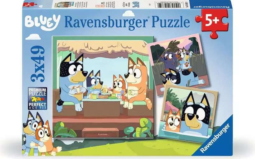 Bluey's Adventures! - Children's Puzzle, 3 Puzzles x 49 Pieces