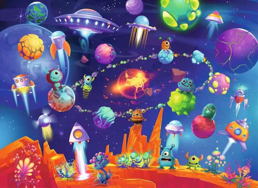 Space Aliens - Children's Puzzle, 60 Pieces